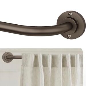 Bronze Curtain Rods 2 Pack Heavy Duty Wrap Around Curtain Rods 48 To 90 Inch NEW